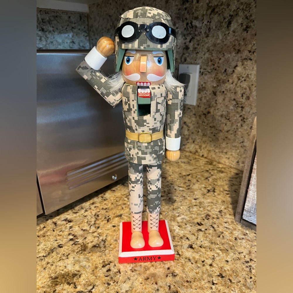 Camouflage Army Nutcracker Soldier Figurine Christmas